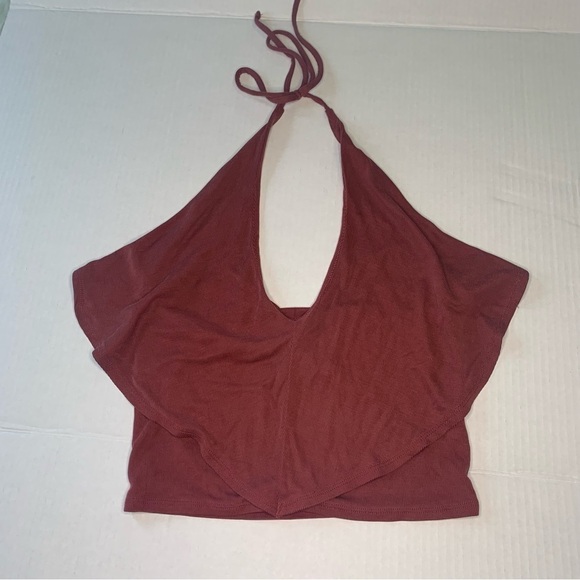 Urban Outfitters Brick Red Halter Crop Top Medium - Picture 1 of 4